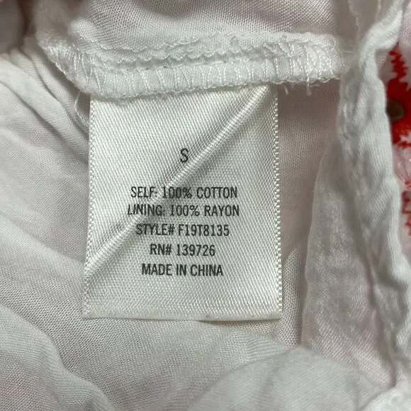 Miami Red & White Embroidered Peplum Top Size Small - Picture 6 of 7